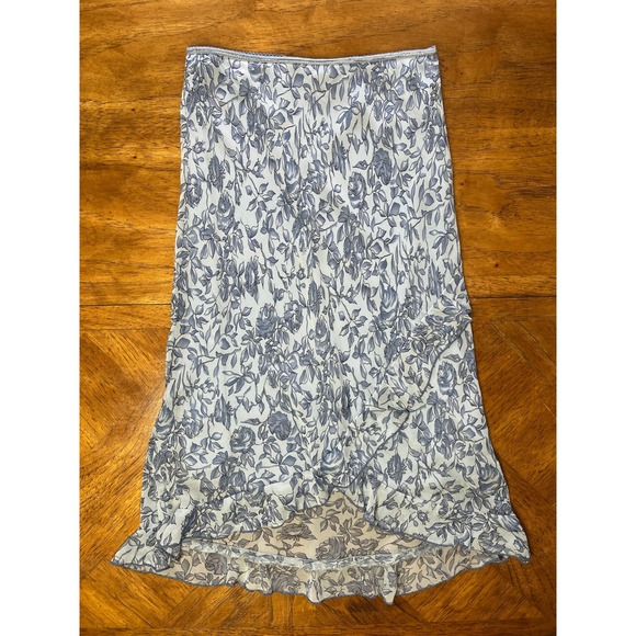 jonathan martin Dresses & Skirts - y2k Jonathan Martin Midi Skirt Blue Floral Vintage 90s Ruffle High Low Medium